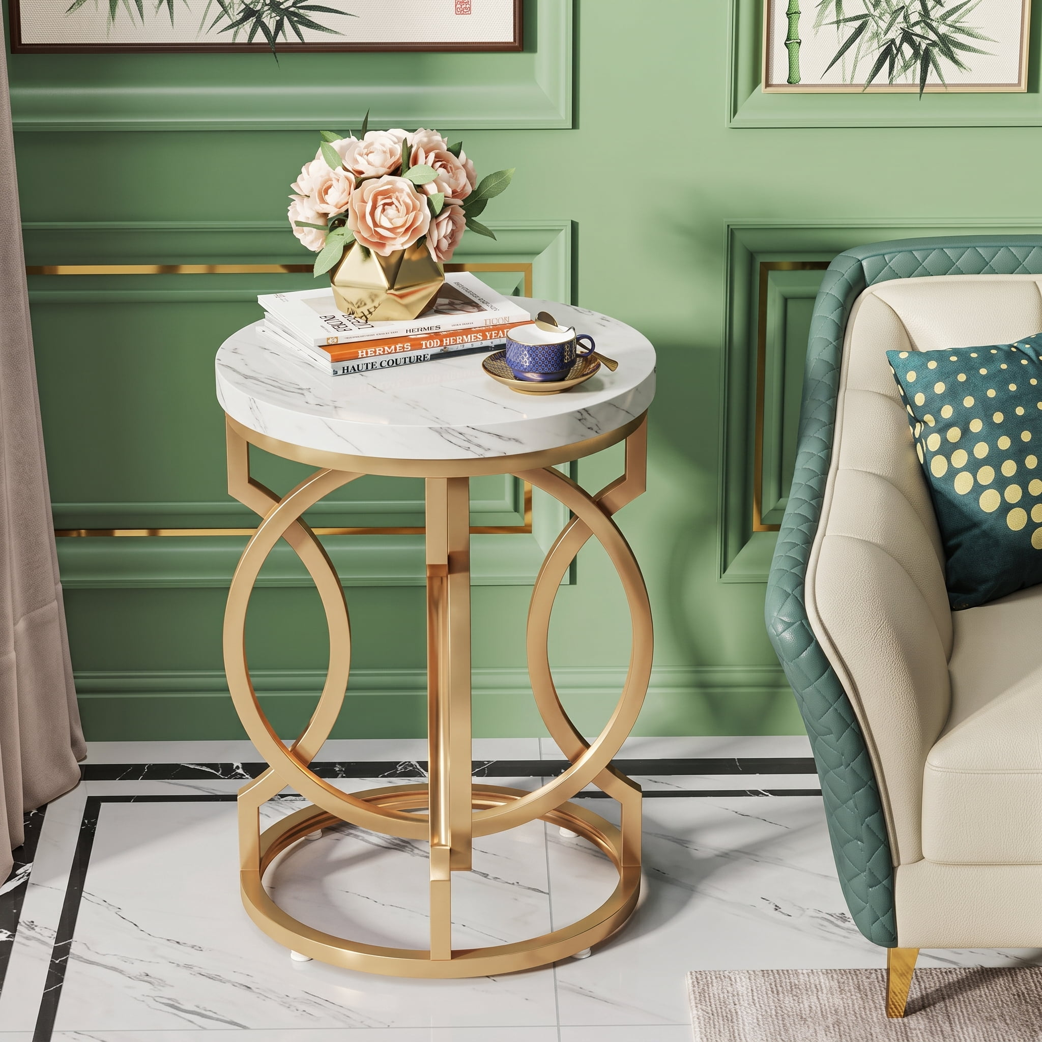 Narrow End Table, MDF Construction, Cross Fishtail Design for Living Room/Bedroom/Office as Side Table/Nightstand