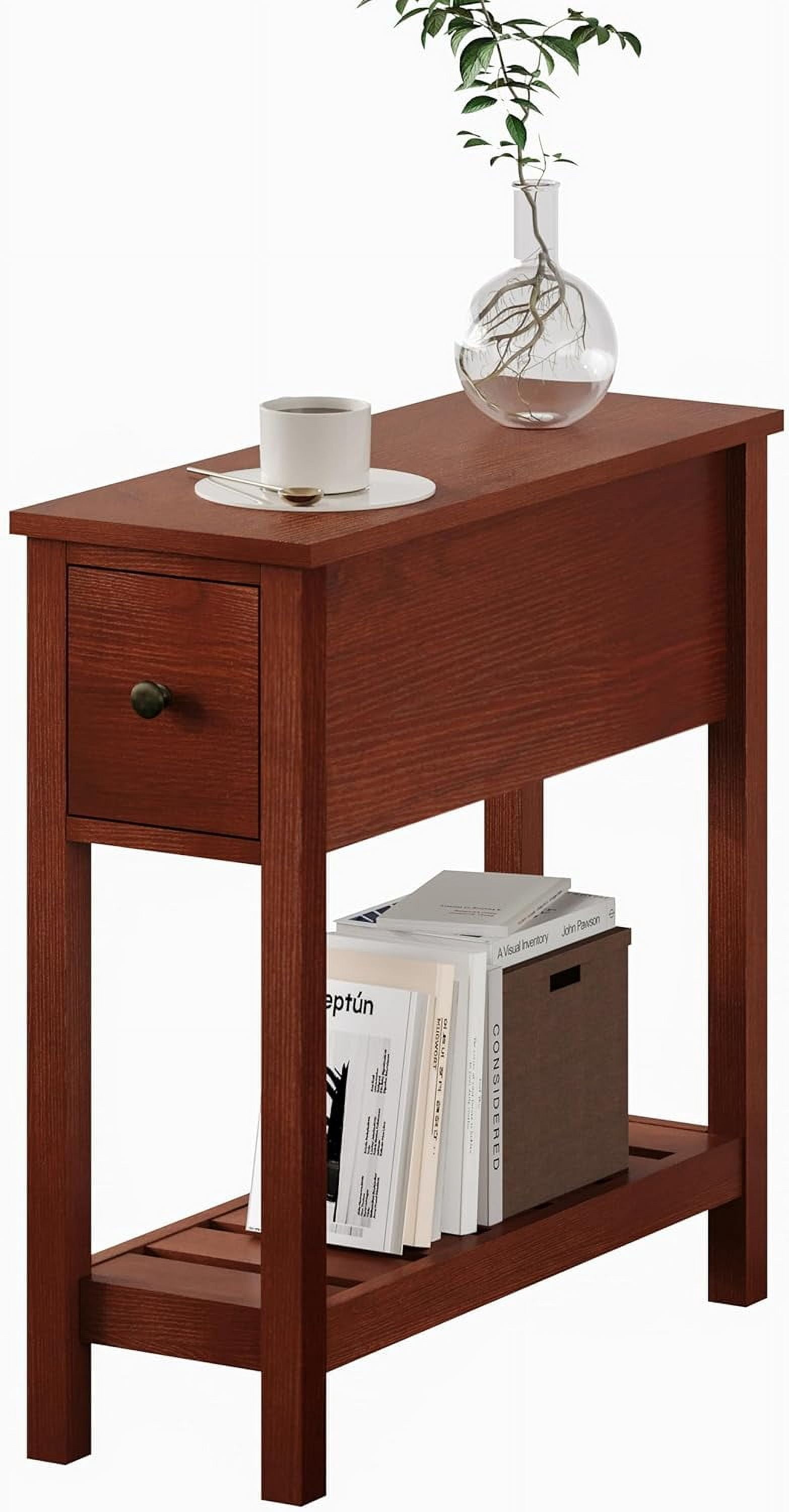 Narrow End Table, Small Side Table for Small Spaces, Slim End Table ...
