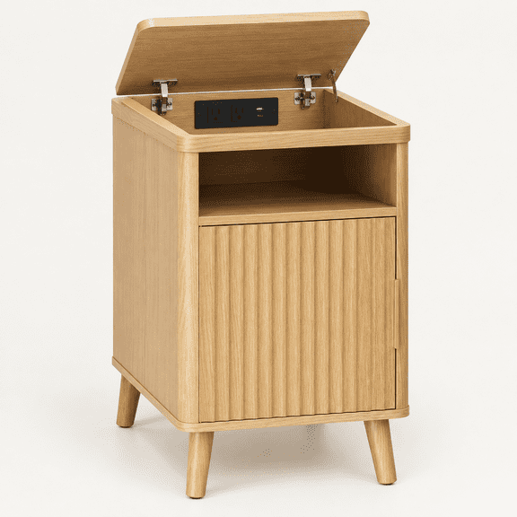 Narrow End Table with Charging Station, USB-C Port