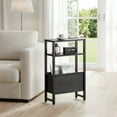 thumbnail image 1 of Narrow End Table with Magazine Rack - 3-Tier Bedside Nightstand - Black Classic, 1 of 7