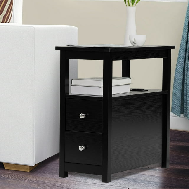Narrow End Tables for Living Room, Sesslife Wood Storage Side Table