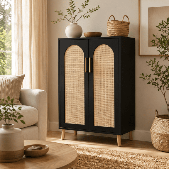 Narrow Entryway Storage Cabinet for Hallway & Foyer - Shelves Organizer Console - Slim Mudroom Shoe Storage Cabinet