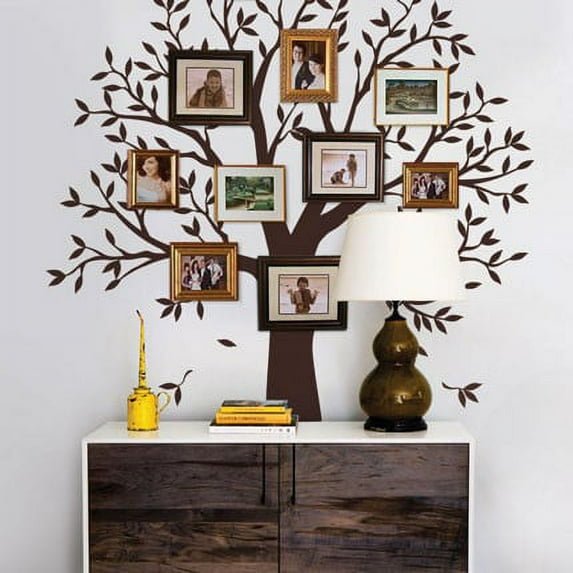 Narrow Family Tree Wall Decal - Chestnut Brown - Standard 70-Inch w x 90-Inch h