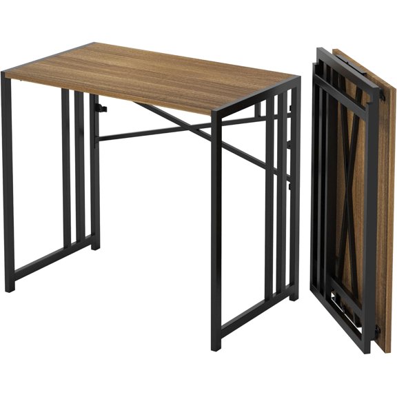 Narrow Folding Computer Desk 35 inch, Writing Gaming Computer Camping Desk, Espresso