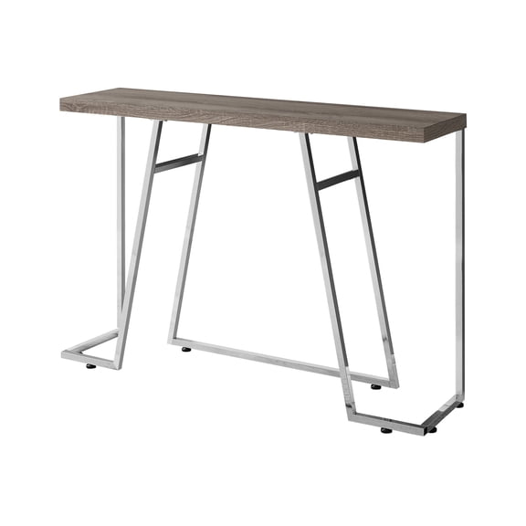 Stylish Hallway Console Table - Taupe Laminate, Metal Legs Compact Living Room Brown Accents