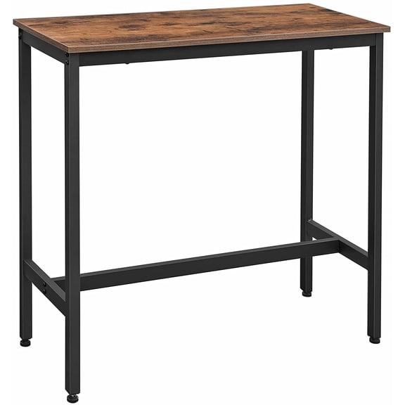 Narrow Kitchen Table, Metal Modern Extra Long Bar Table, 15.7 x 39.4 x 35.4,Brown and Black