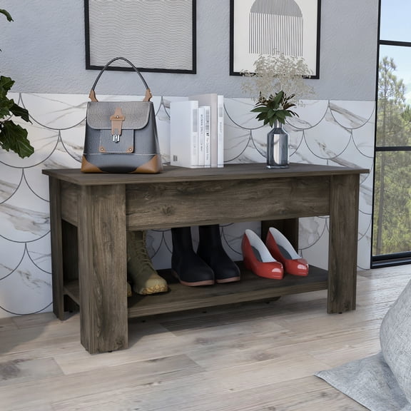 Narrow Lift Top Storage Bench / Fits Well in Entryway and Garage