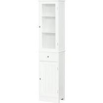 Narrow Linen Storage Tower - Tall Bathroom With Drawer & Shelves White For And Living Room Cabinet Slim Acrylic Door Space Saving In Bath Areas