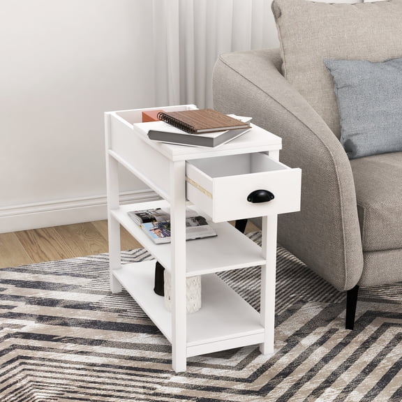 Narrow MDF Side Table / Store Magazines and Books / UV Painting Finish