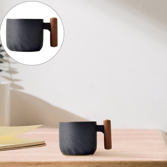 Narrow Mouth Water Bottle,Ceramic Gradient Wooden Handle Latte Coffee Cup Coarse Pottery Japanese Style Master Cup Kiln Made Mug Tea Cup Tea Tasting Cup