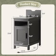 thumbnail image 1 of Narrow Night Stand Set of 2 with Charging Station and Rattan Cabinet for Small Spaces, Black, 1 of 8