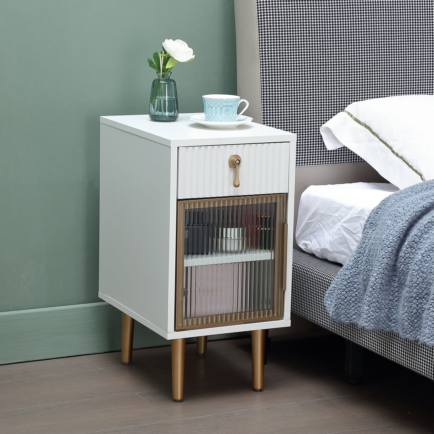 Slim nightstand white discount