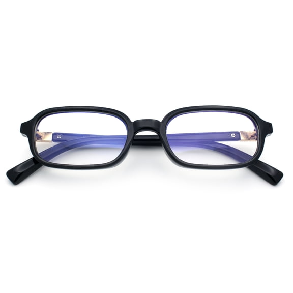 Narrow Oval Thin Plastic Urban Chic Blue Light Filter Computer Glasses [Black]