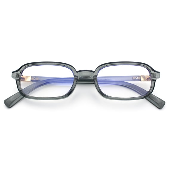 Narrow Oval Thin Plastic Urban Chic Blue Light Filter Computer Glasses [Slate]