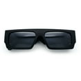 thumbnail image 1 of Narrow Rectangle Flat Top Horn Rim Thick Temple Plastic Sunglasses All Black, 1 of 8