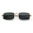 thumbnail image 1 of Narrow Rectangle Luxury Leopard Head Jewel Hinges Metal Rim Sunglasses Gold - Black, 1 of 8