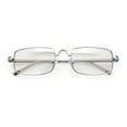 thumbnail image 1 of Narrow Rectangle Luxury Leopard Head Jewel Hinges Metal Rim Sunglasses Silver - Clear Mirror, 1 of 8