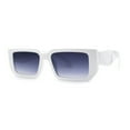 thumbnail image 1 of Narrow Rectangle Mod Square Geometric Diamond Cut Arm Sunglasses White Navy, 1 of 4