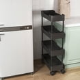 thumbnail image 1 of Narrow Rolling Storage Cart - Multi-Shelf Organizer with Brake Wheels Adjustable Shelves Tool-Free Assembly Kitchen Bathroom Space-Saving Utility Cart(Black-Three floor), 1 of 7