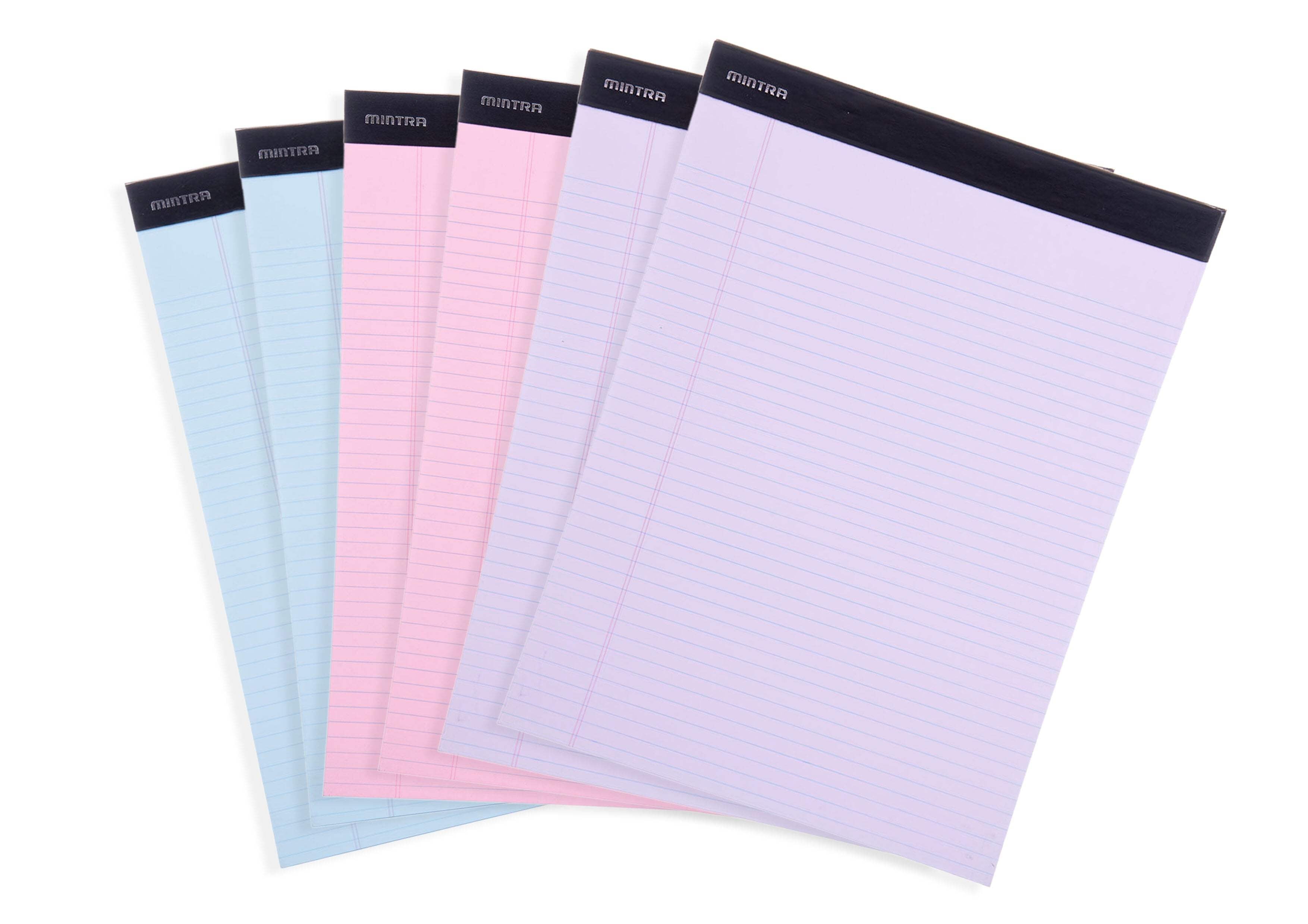 Mintra Office Legal Pads - ((BASIC PASTEL 6pk, 8.5in x 11in, NARROW RULED))