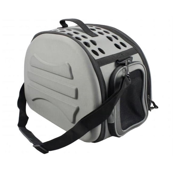 Narrow Shelled Lightweight Collapsible Military Grade Transportable Designer Pet Carrier, Dark Gray - Medium