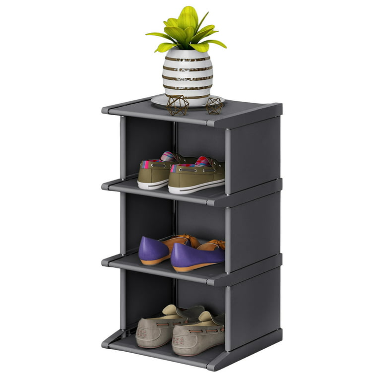 Narrow Shoe Rack 6 Tiers Tall Vertical Shoe Storage Organizer Home Space  Saving Shoe Shelf Sturdy Shoe Stand for Entryway Closet Living Room Bedroom  Grey-4 Levels 