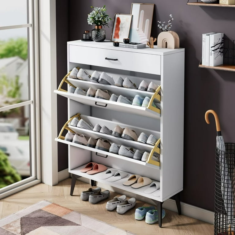 Narrow shoe cabinet white sale