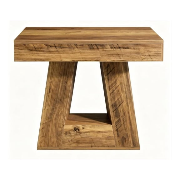 Narrow Side Table 24", Trapezoid End Table - 2 Tier Living Room & Bedroom Modern Minimalist Design; Small Coffee Table w/ Wood Grain Finish