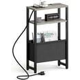 thumbnail image 1 of Narrow Side Table with Charging Station Slim End Table Sofa with Magazine Rack, Bedside Table for Small Spaces, 3 Tier Nightstand for Living Room Couch, Bedroom Oak Grey LET503QE, 1 of 5