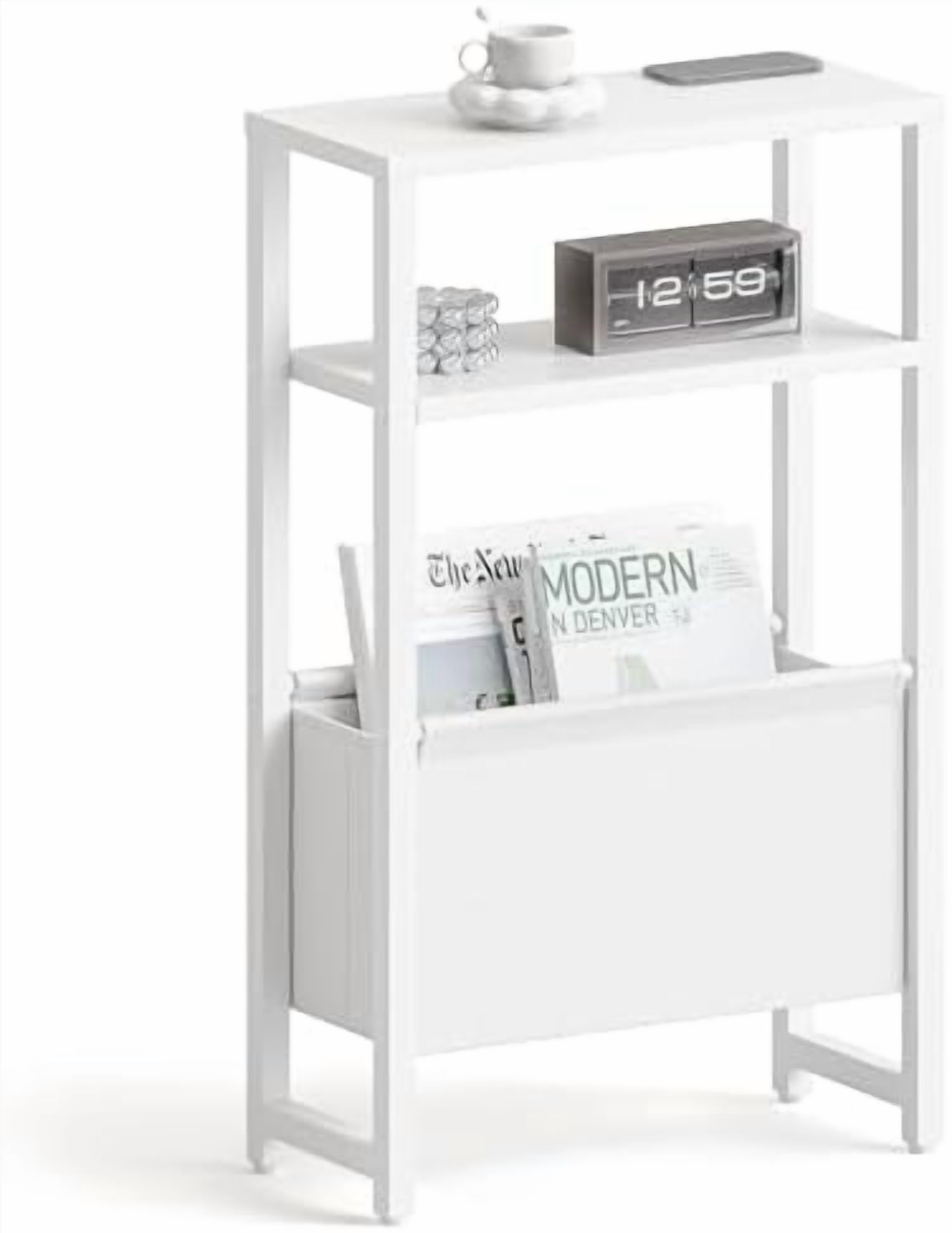 Photo inspiration: Gallery Detail: Narrow Side Table Slim End Table With Magazine Rack Bedside