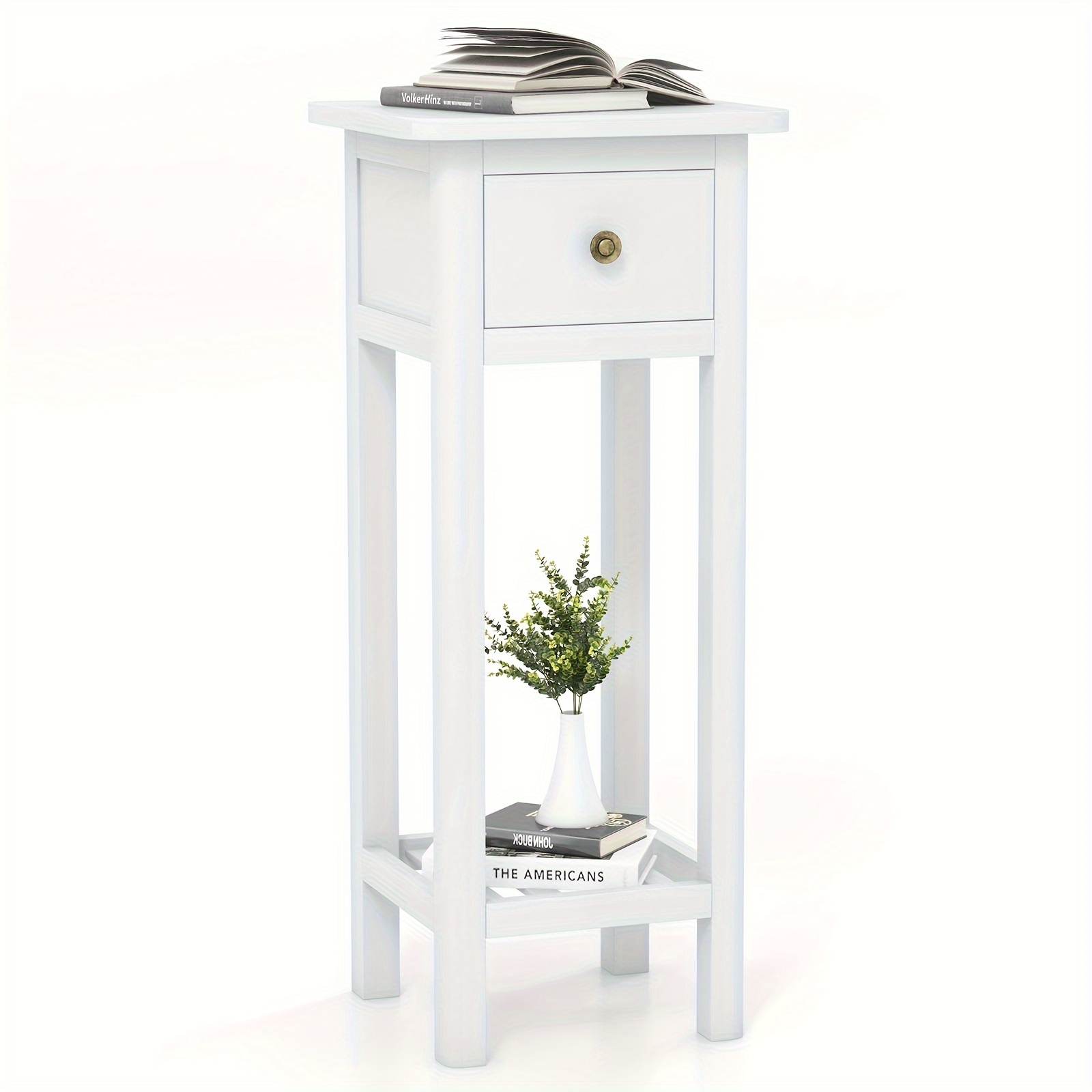 Narrow Side Table, Small End Table for Small Spaces, Farmhouse Acacia