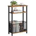 thumbnail image 1 of Narrow Side Table with Storage Basket Skinny End Tables for Smalls Spaces 3 Tier Sofa Table Small Nightstand Slim Bedside Table for Living Room Bedroom Rustic Brown MLBZ22RB, 1 of 7