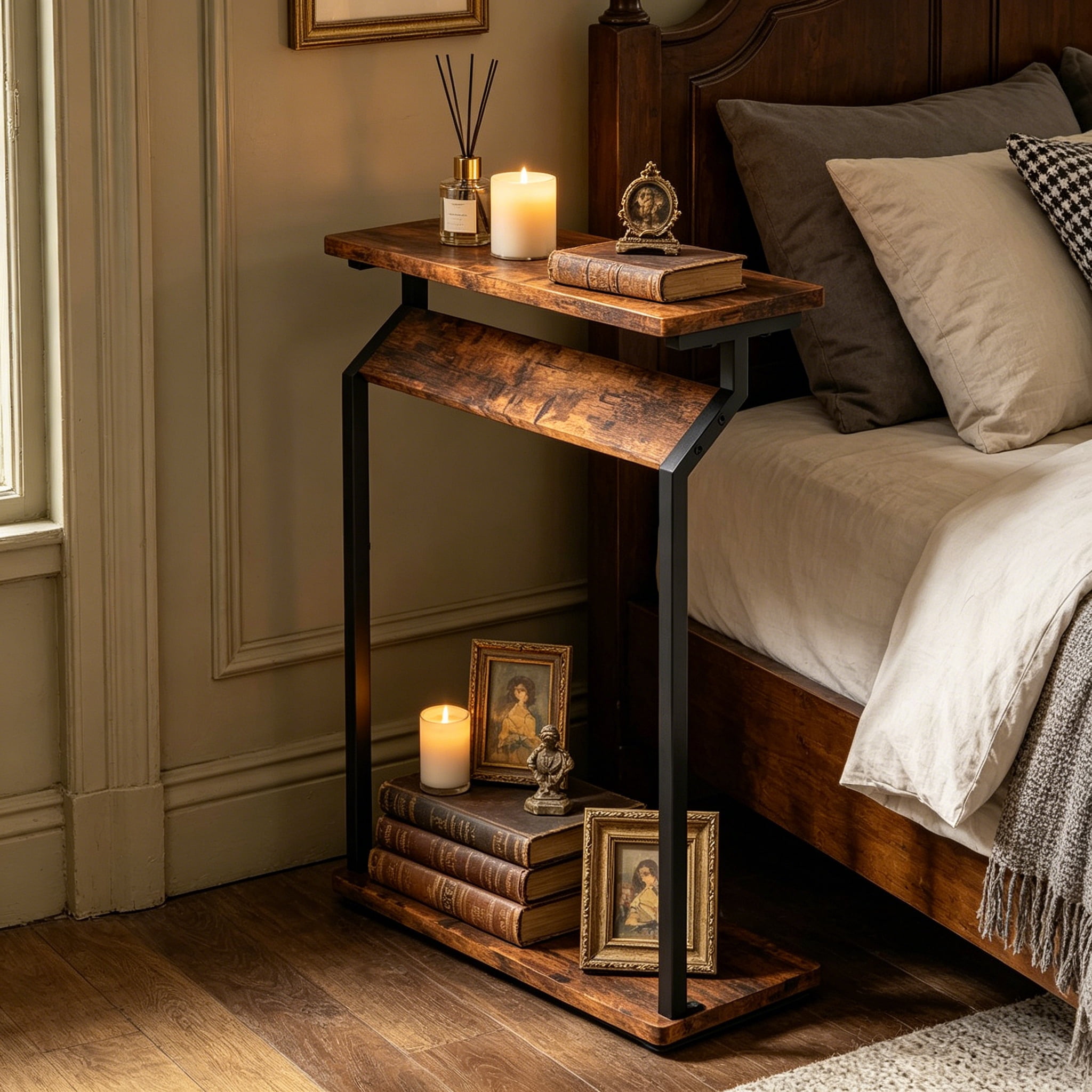 Narrow Side Table for Small Spaces, End Table for Couch, Slim Couch ...