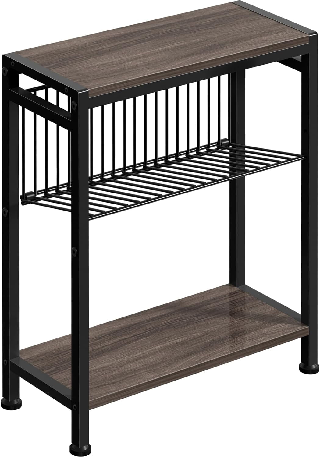 Narrow Side Table with 3-Tier Storage, Slim Nightstand for Small Spaces ...