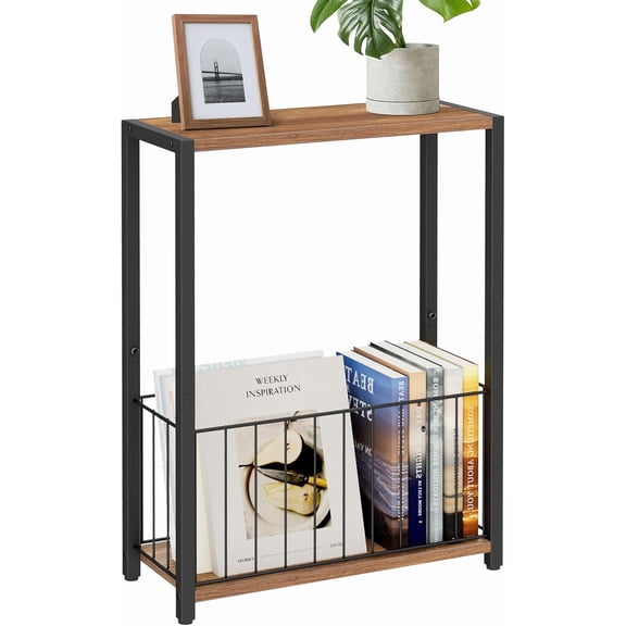 Narrow Side Table with Magazine Holder, Skinny End TableZZZZ