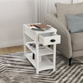 thumbnail image 1 of Narrow Sided Table with Drawers and Bottom Partition in Flip Over Design -White, 1 of 6