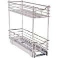 thumbnail image 1 of Narrow Sliding Cabinet Organizer, Two Tier Chrome Organizer, Chrome, Great for Slim Cabinets in Kitchen, Bathroom and More, 1 of 4