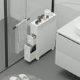 thumbnail image 1 of Narrow Slim Rolling Storage Cart and Organizer Kitchen Storage Cabinet Beside Fridge Small Plastic Rolling Shelf with 2 Drawers for Bathroom, 1 of 10