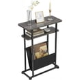 thumbnail image 1 of Narrow Small Side Table for Small Spaces - Slim End Table with Magazine Rack - 2 in 1 Narrow End Table Living Room - Skinny Bedside Table Nightstand Bedroom Thin Side Table, Grey, 1 of 10