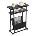 thumbnail image 1 of Narrow Small Side Table for Small Spaces - Slim End Table with Magazine Rack - 2 in 1 Narrow End Table Living Room - Skinny Bedside Table Nightstand Bedroom Thin Side Table, Black, 1 of 10