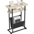 thumbnail image 1 of Narrow Small Side Table for Small Spaces - Slim End Table with Magazine Rack - 2 in 1 Narrow End Table Living Room - Skinny Bedside Table Nightstand Bedroom Thin Side Table, Oak, 1 of 11