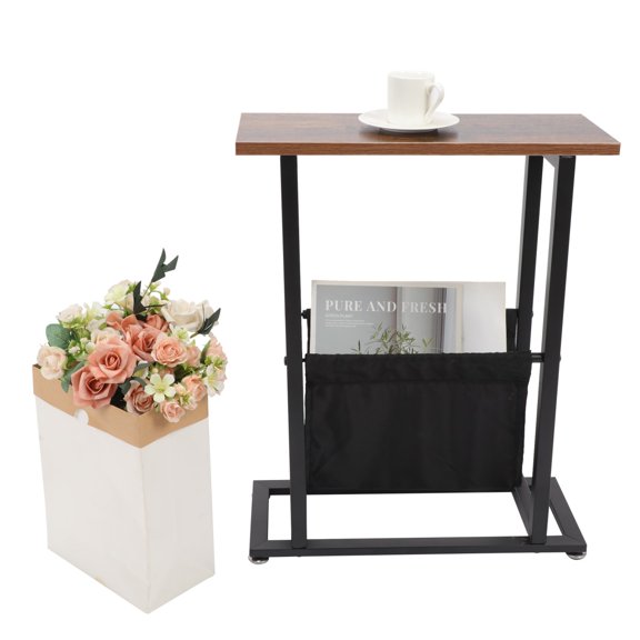 Narrow Small Side Table for Small Spaces, Living Room, Slim End Table with Magazine Holder, Bedside Small Table