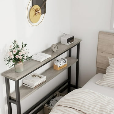 Narrow Sofa Table, 2 Tier Skinny Console Table with Adjustable Shelf, Slim Behind Couch Table for Living Room, Entryway, Hallway