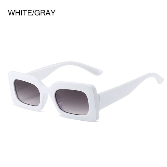 Narrow Square Frame UV400 Protection Rectangle Sunglasses Female Shades Ladies Eyewear Sunglasses for Women WHITE/GRAY