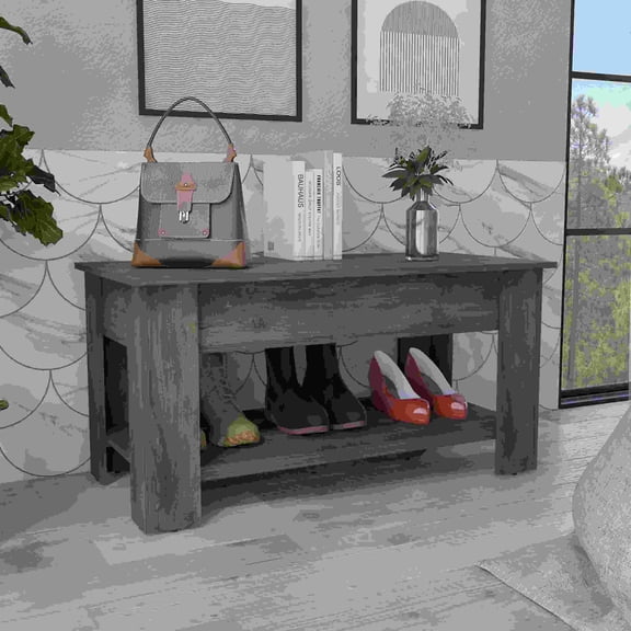 Narrow Storage Bench with Lift Top for Small Entryway, Austin Storage Table 40L x 20W x 20.2H Dark Brown Particle Board
