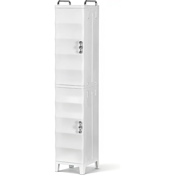 Narrow Storage Cabinet, 54.3 Tall Slim Storage Organizer with Adjustable Shelves, Magnetic Doors, for Small Space Kitchen, Bathroom, Laundry & Bedroom, White