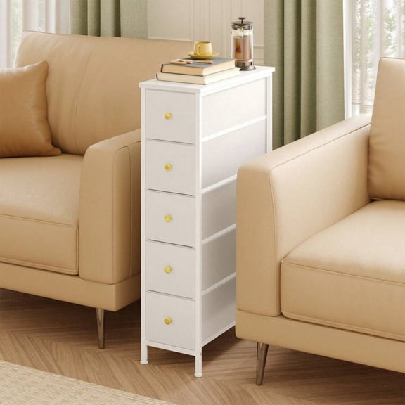 Narrow Storage Cabinet, Dresser With 4/5 Drawers, Slim Fabric Dresser Storage Tower For Small Spaces