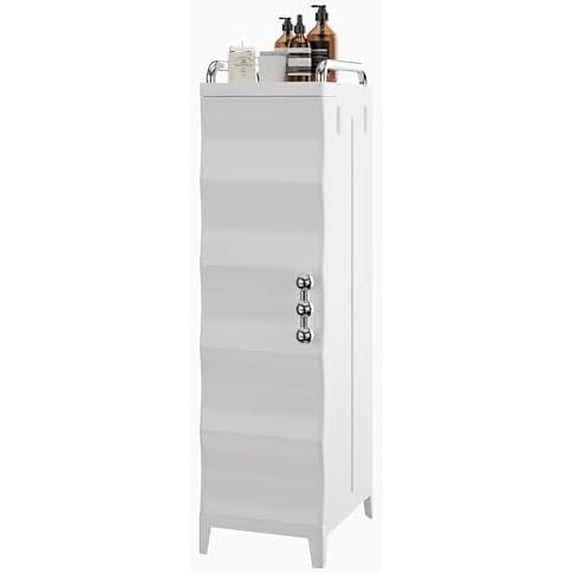 Narrow Storage Cabinet with Door, Slim Bathroom Storage Cabinet with Adjustable Shelves, for Small Spaces, Bathroom, Kitchen, Laundry, 28.7” H, White