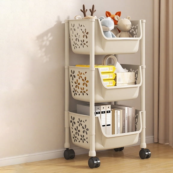 Narrow Storage Cart on Wheels - Slim Rolling Organizer Cart with 2 Tier Adjustable Shelves - Utility Cart for Bathroom Kitchen Living Room Bedroom - Mobile Storage Rack with Brake Casters