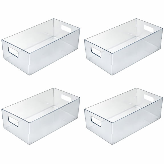 Narrow Storage Tote Bin With Handle, 4-Pack
